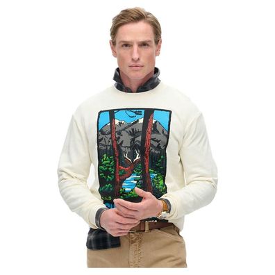 Sweatshirt Superdry Travel Postcard Weiß mit Sternenmuster