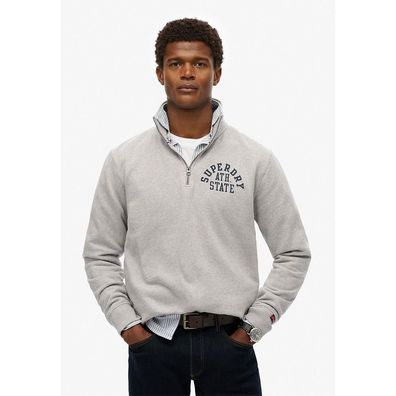 Sweatshirt Superdry mit halbem Reißverschluss, grau meliert