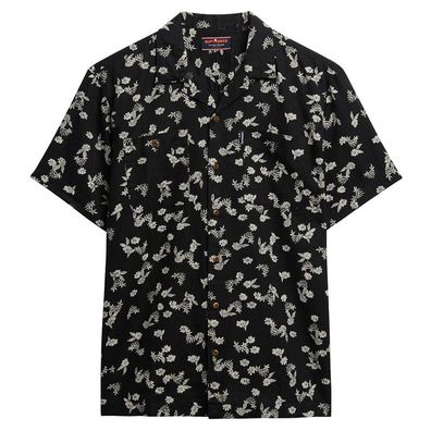 Hemd Superdry Beach Shirt Schwarz Kurzarm