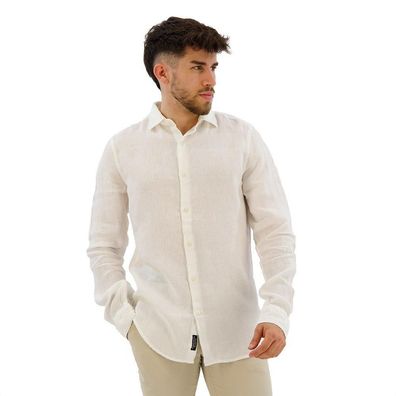 Hemd Superdry Studios Casual Leinen Langarm Weiß