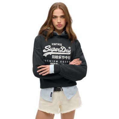 Hoodie Superdry Vl Metallic Relaxed Oversize Schwarz