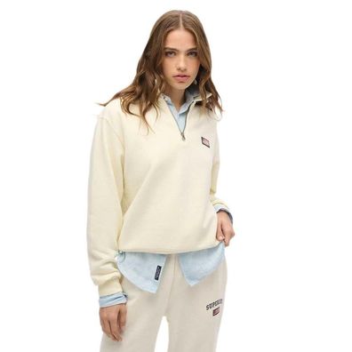 Sweatshirt Superdry mit halbem Reißverschluss, beige, locker