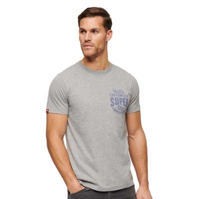 T-Shirt Superdry mit minimalistischem Logo, grau meliert