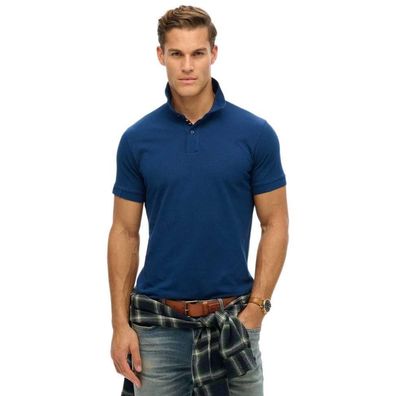 Polo Superdry City Pique Blau Kurzarm Herren
