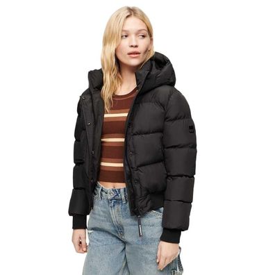 Damen Mantel Superdry W5011723A-02A Schwarze Kapuzen-Daunenjacke