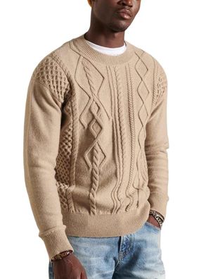 Pullover Superdry Patchwork Cable Beige