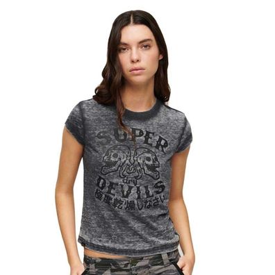 T-Shirt Superdry Retro Rocker mit Kurzarm, Schwarz
