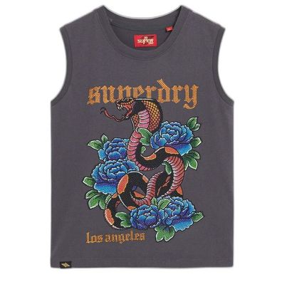 Tanktop Superdry Tattoo Rhinestone Slim Fit Schwarz