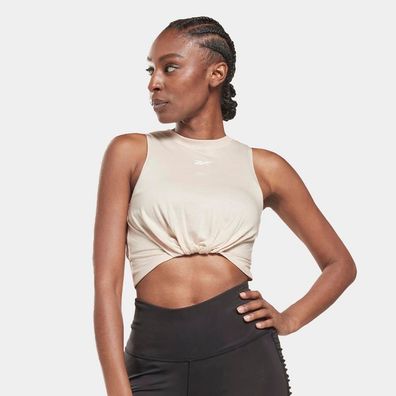 Damentop Reebok Gathered Solid Beige ärmellos Fitness