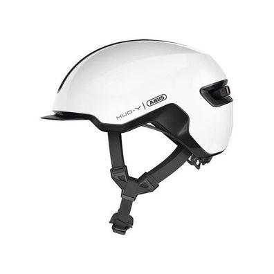 Fahrradhelm Abus HUD-Y mit LED-Récklicht, weiß glänzend