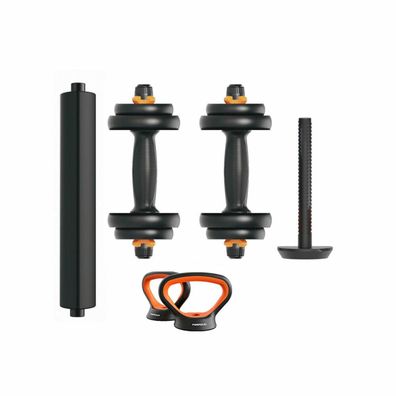 Hantelset Fed 10 kg Kit mit Stange und Kettlebell