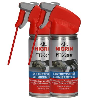 2x NIGRIN PTFE Spray synthetisches Schmiermittel wasserverdrängend 100ml