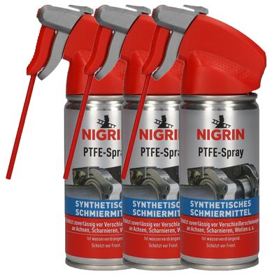 3x NIGRIN PTFE Spray synthetisches Schmiermittel wasserverdrängend 100ml