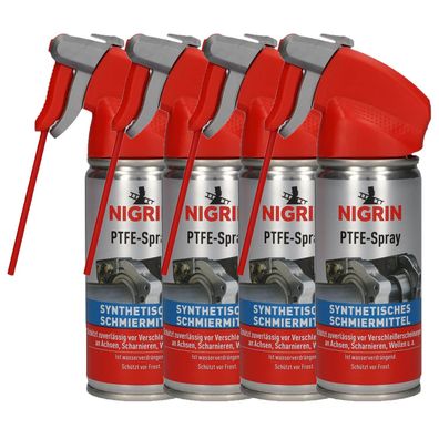 4x NIGRIN PTFE Spray synthetisches Schmiermittel wasserverdrängend 100ml