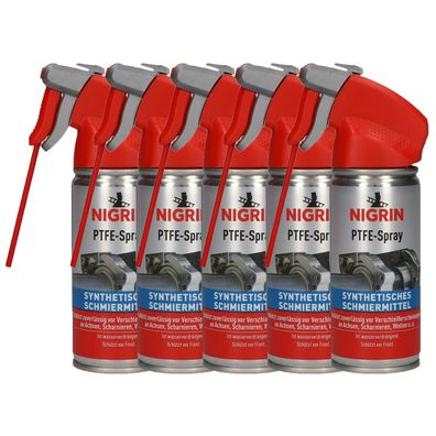 5x NIGRIN PTFE Spray synthetisches Schmiermittel wasserverdrängend 100ml