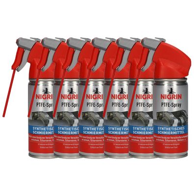 6x NIGRIN PTFE Spray synthetisches Schmiermittel wasserverdrängend 100ml