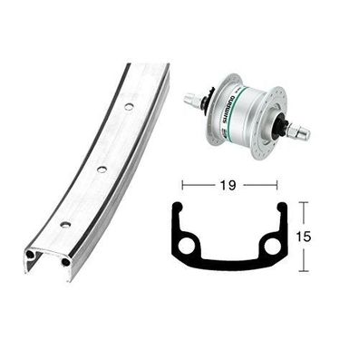 Vorderrad bike-parts Exal DH3N31 Aluminium, dynamo Shimano