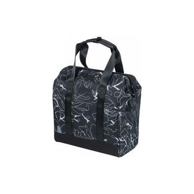 Fahrradtasche Basil Grand schwarz mit floralem Muster
