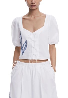 Bluse Desigual Weiß mit Stickerei
