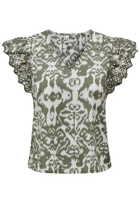 T-Shirt Only Onllou Life Emb S/S Frill Ptm Grén