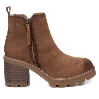 Damen Stiefeletten Refresh in Camel, Veloursleder, 8 cm Absatz