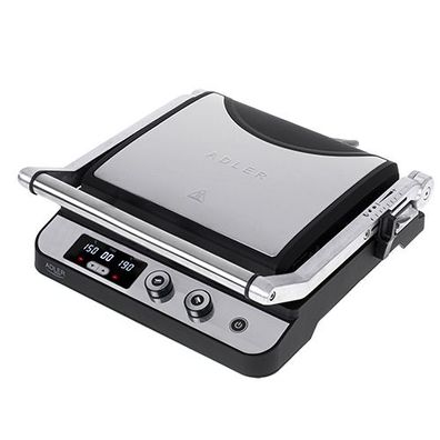 Adler AD 3059 Elektrogrill 3000 W - Kontakt- & Tischgrill mit LED-Display - Silber
