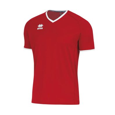 T-Shirt Errea Lennox Rot/Weiß, klassischer Schnitt, V-Ausschnitt