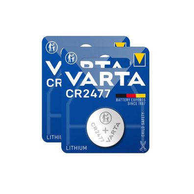 2x VARTA CR2477 3V Lithium Batterie Knopfzelle 3 Volt ø24,5x7,7mm Blister CR 2477