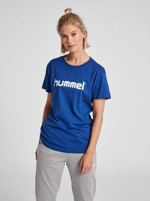 T-Shirt Hummel mit Logo, Damen, Blau