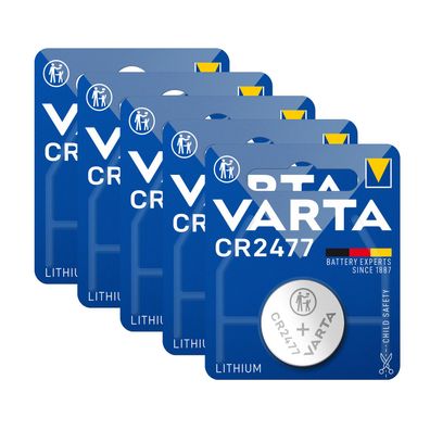 5x VARTA CR2477 3V Lithium Batterie Knopfzelle 3 Volt ø24,5x7,7mm Blister CR 2477