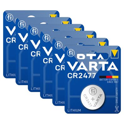 6x VARTA CR2477 3V Lithium Batterie Knopfzelle 3 Volt ø24,5x7,7mm Blister CR 2477