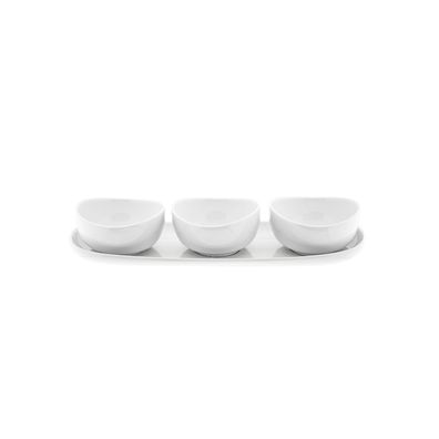 Mila Snackschalen-Set mit Servierteller aus hochwertigem Porzellan - 4-teilig