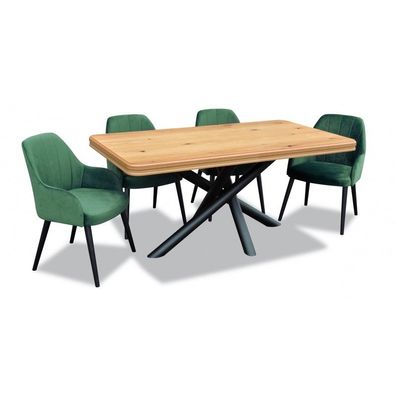 Esszimmer Set Klapptisch und Stühle gepolsterte Beine Metallplatte 65mm