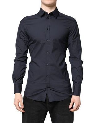 Dolce & Gabbana Dark Blue GOLD Cotton Dress Formal Shirt