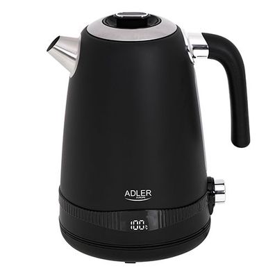 Adler AD 1295 Edelstahl-Wasserkocher 1,7 L mit LCD-Display - Schwarz