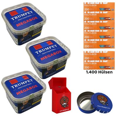 Trumpet Original Volumentabak Megabox 3x 220g, Gizeh Full Flavor Hülsen, Ascher