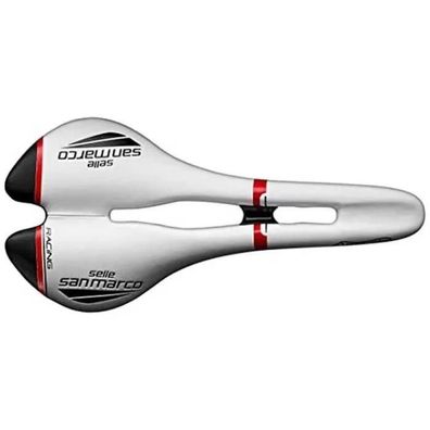 Fahrradsattel Selle San Marco Aspide Open-Fit Racing Weiß Schwarz Rot