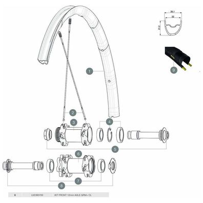 Vorderradachse Mavic QRM+ CL schwarz