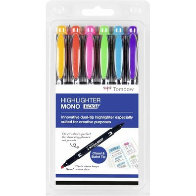 6 Tombow MONO edge Textmarker farbsortiert