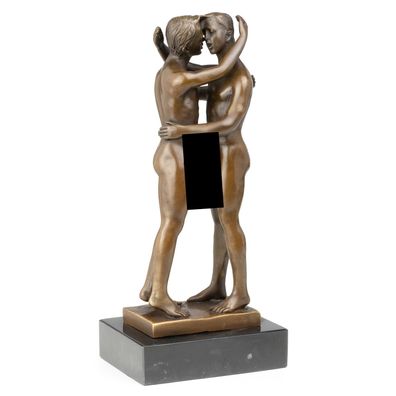 Moritz Bronze Figur Liebendes Paar Männer Höhe 26,5 cm 2,45 kg Skulptur Antik Al