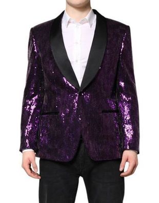 Dolce & Gabbana Purple Sicilia Sequin Embellish Coat Jacket