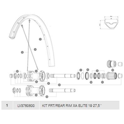 Felge Mavic Xa Elite 19 Schwarz fér MTB und Trail