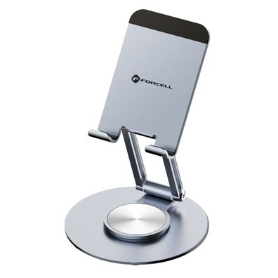 Forcell F-GRIP Fold Stand 3 – Faltbarer 360° Smartphone- und Tablet-Tischständer Grau