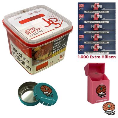 JPS/John Player Special Volumentabak 420g, Pall Mall Red Xtra Hülsen, Ascher Box