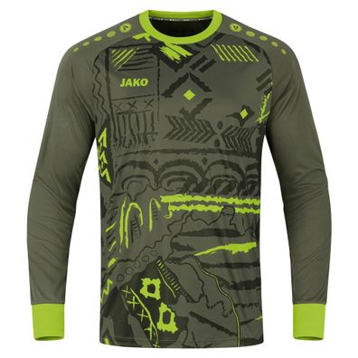 Torwarttrikot JAKO Tropicana Retro-Design Kaki/Vert Fluo