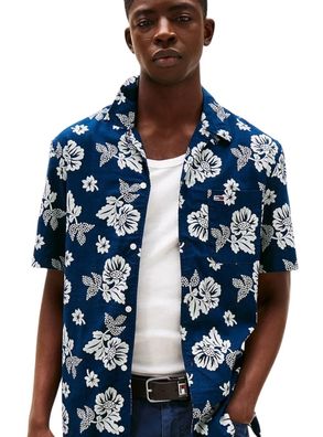 Hemd Tommy Hilfiger TJM REG SLUB AOP SS SHIRT EXT marine