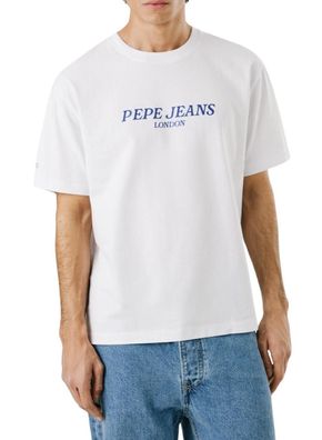 T-Shirt Pepe Jeans Tadeo Weiß, 100% nachhaltige Baumwolle, Rundhalsausschnitt