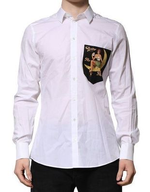 Dolce & Gabbana White Martini Long Sleeves Men Formal Shirt