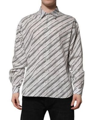 Dolce & Gabbana White Striped Long Sleeves Men Formal Shirt