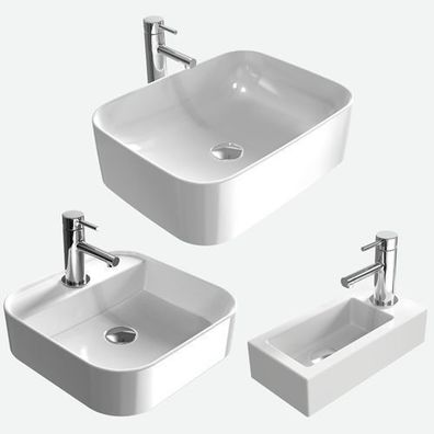 EMKE® Keramik Waschbecken Waschtisch Aufsatzwaschbecken Rechteckig Waschschale